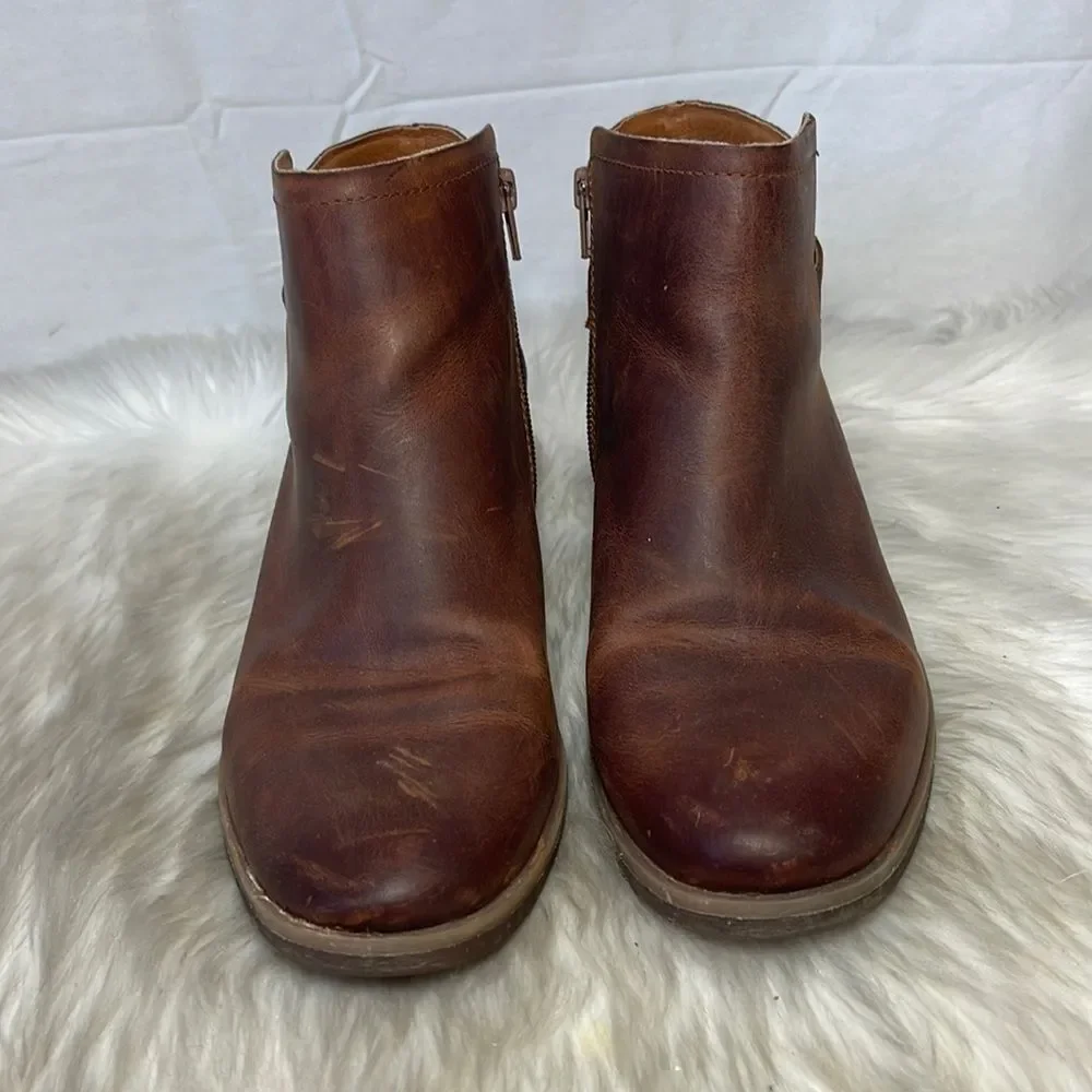 Korks By Kirk Ease‎ Sonya Tan Distressed Side Zip Booties Sz 10